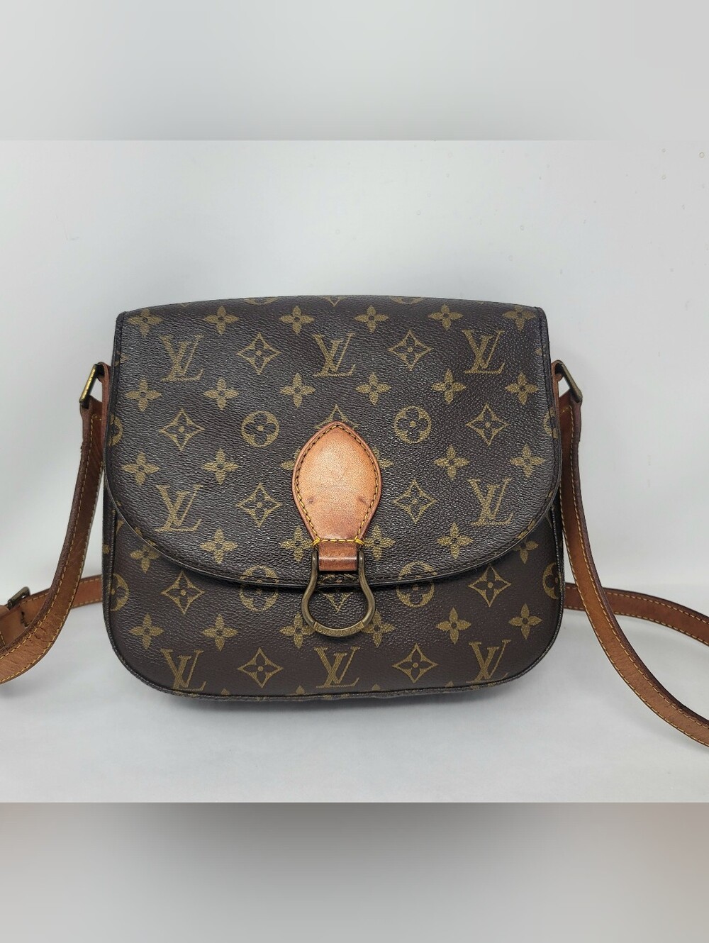 Louis Vuitton Saint Cloud GM Monogram Canvas Leather Crossbody Hand Bag Auth